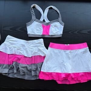 SOLD!!! NWT New Bebe Sport 3 Piece Sports Bra + 2 Skorts Size XS